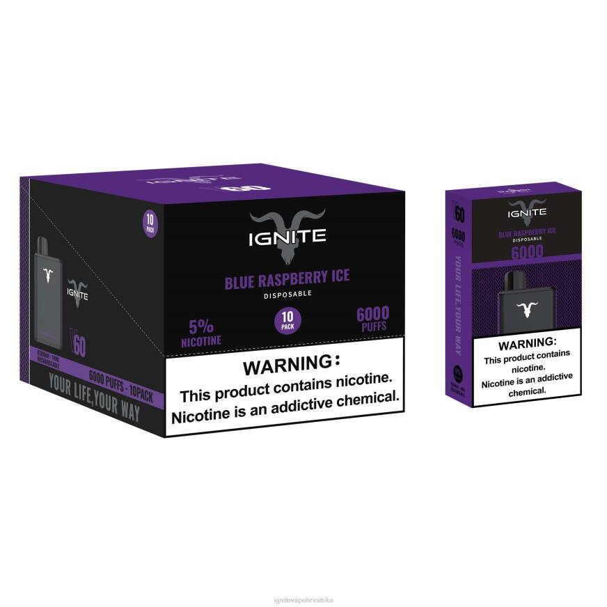 IGNITE V60 vape pen 10-pack - IGNITE Vape Europe DP6F13 led od borovnice