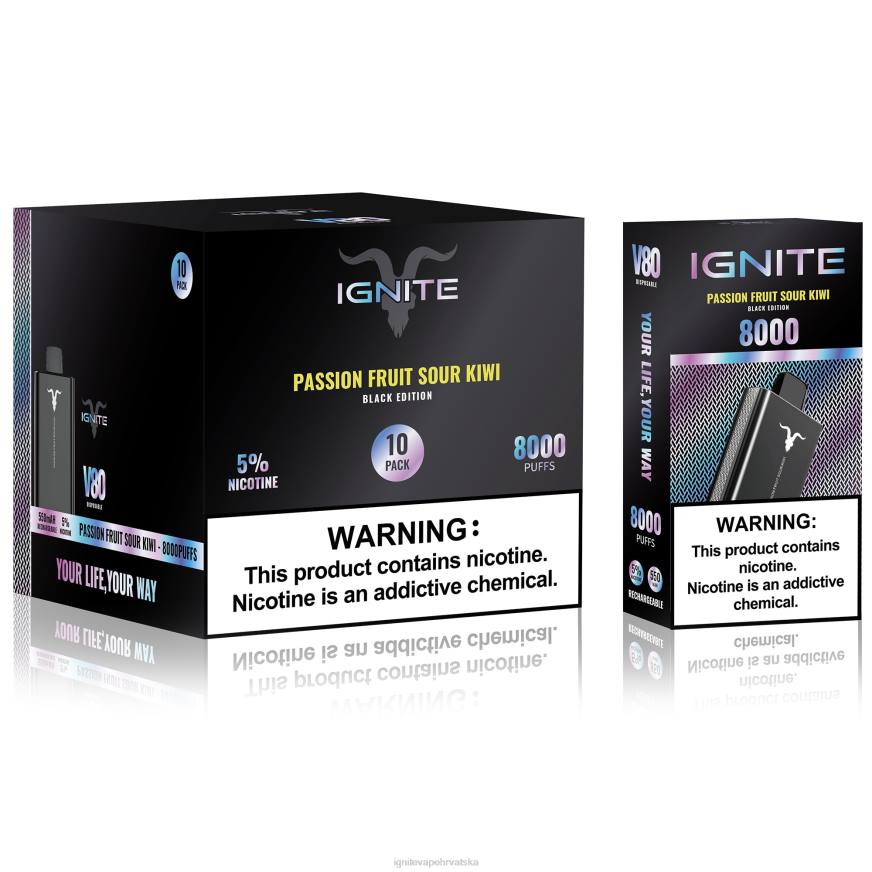 IGNITE V80 vape pen 10-pack - IGNITE Vape Zagreb DP6F62 marakuje kiseli kivi